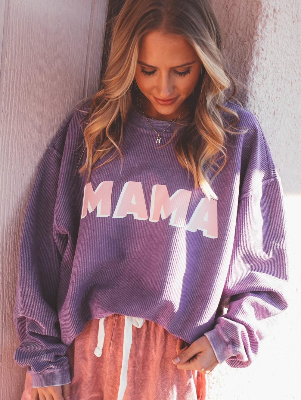 Mama Purple Corded Sweatshirt